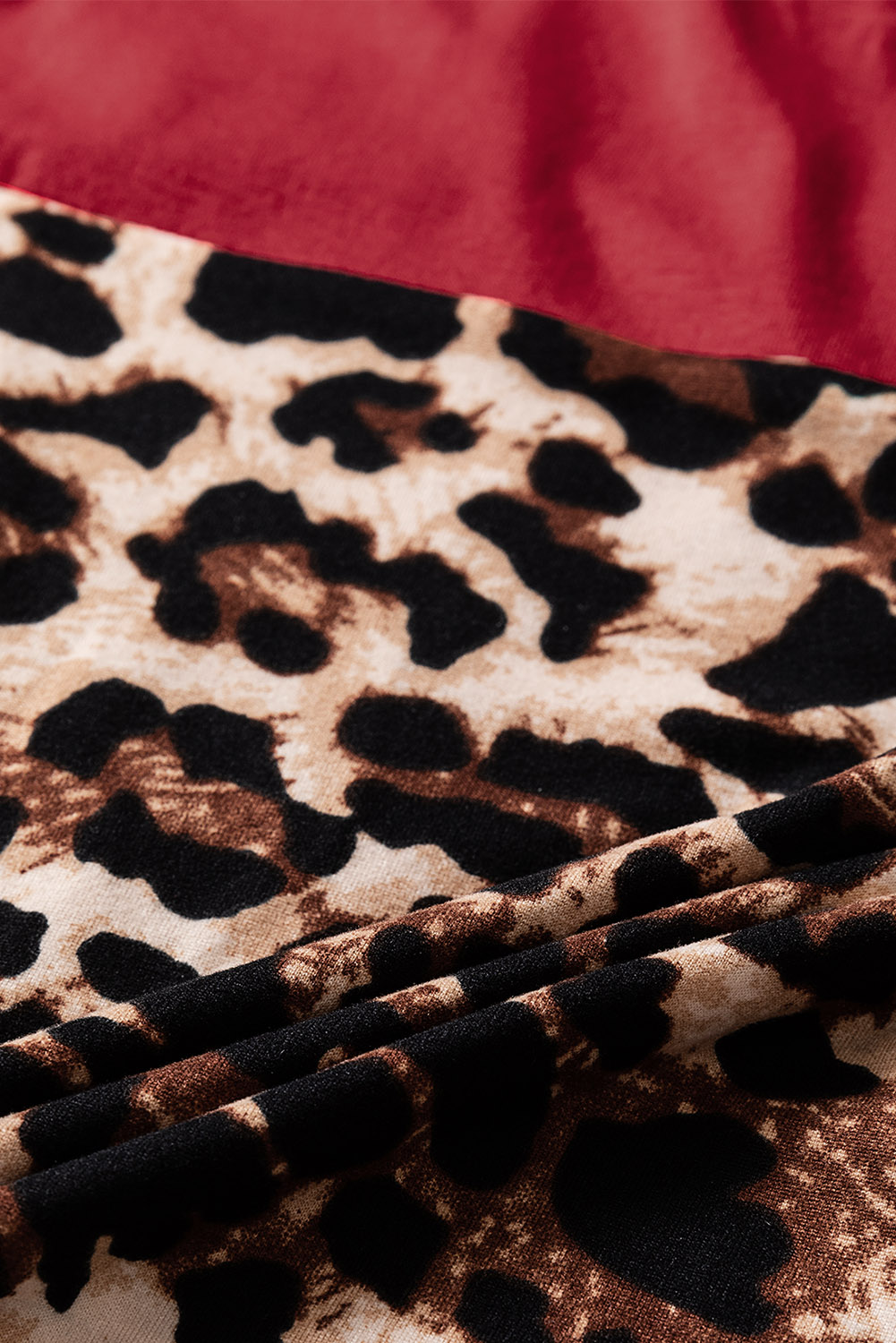 Red Leopard Patchwork Kids Long Sleeve Top