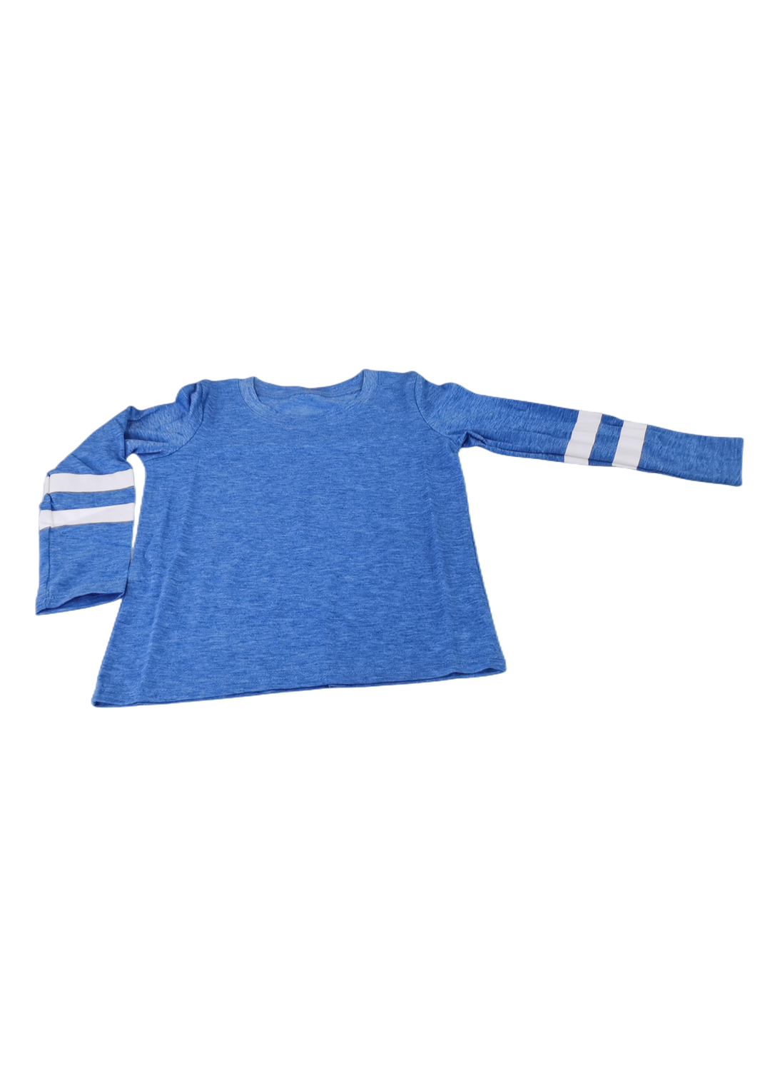 Blue Crewneck Striped Color Block Girl's Long Sleeve Top