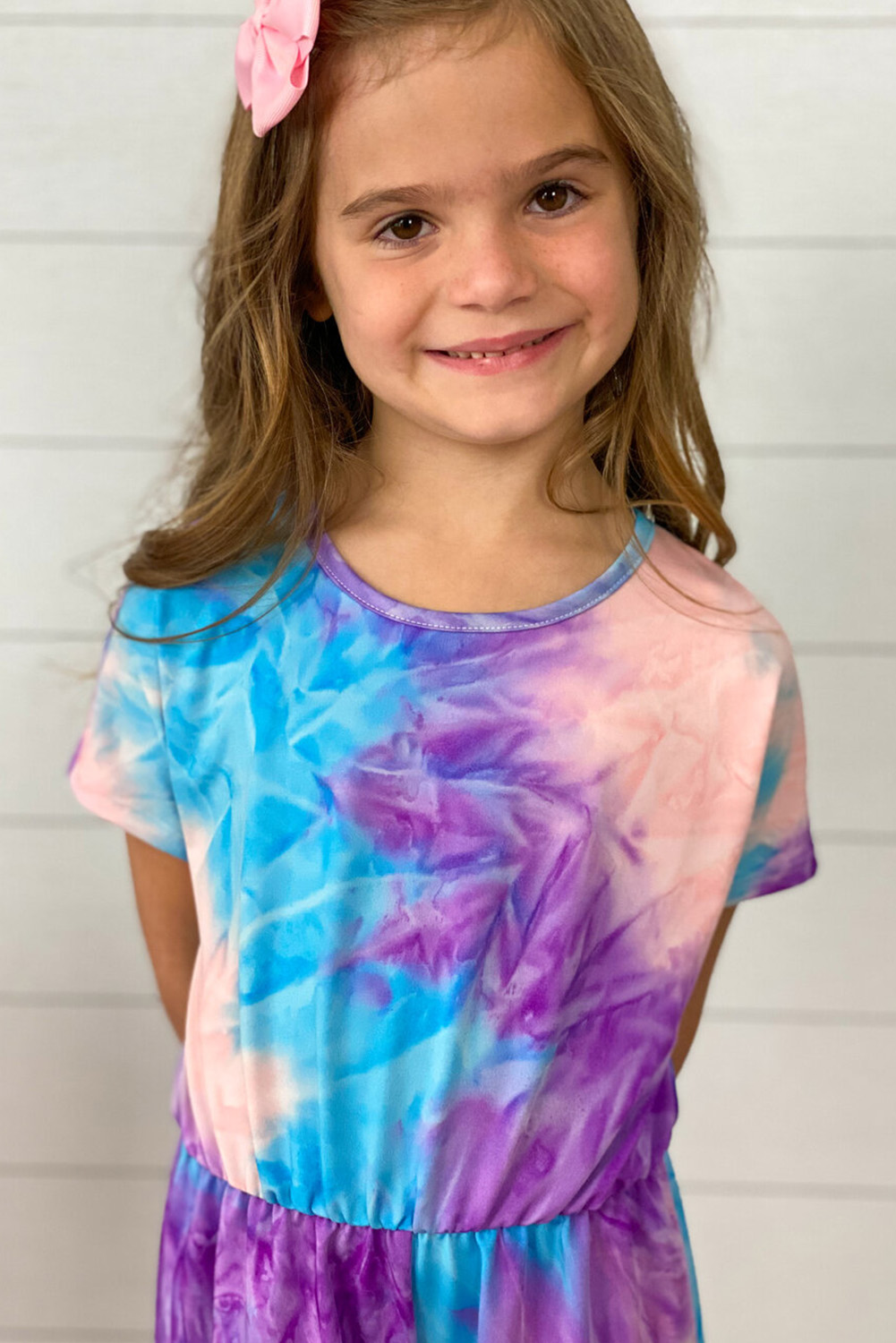 Purple Tie-Dye Short Sleeve Little Girl Romper