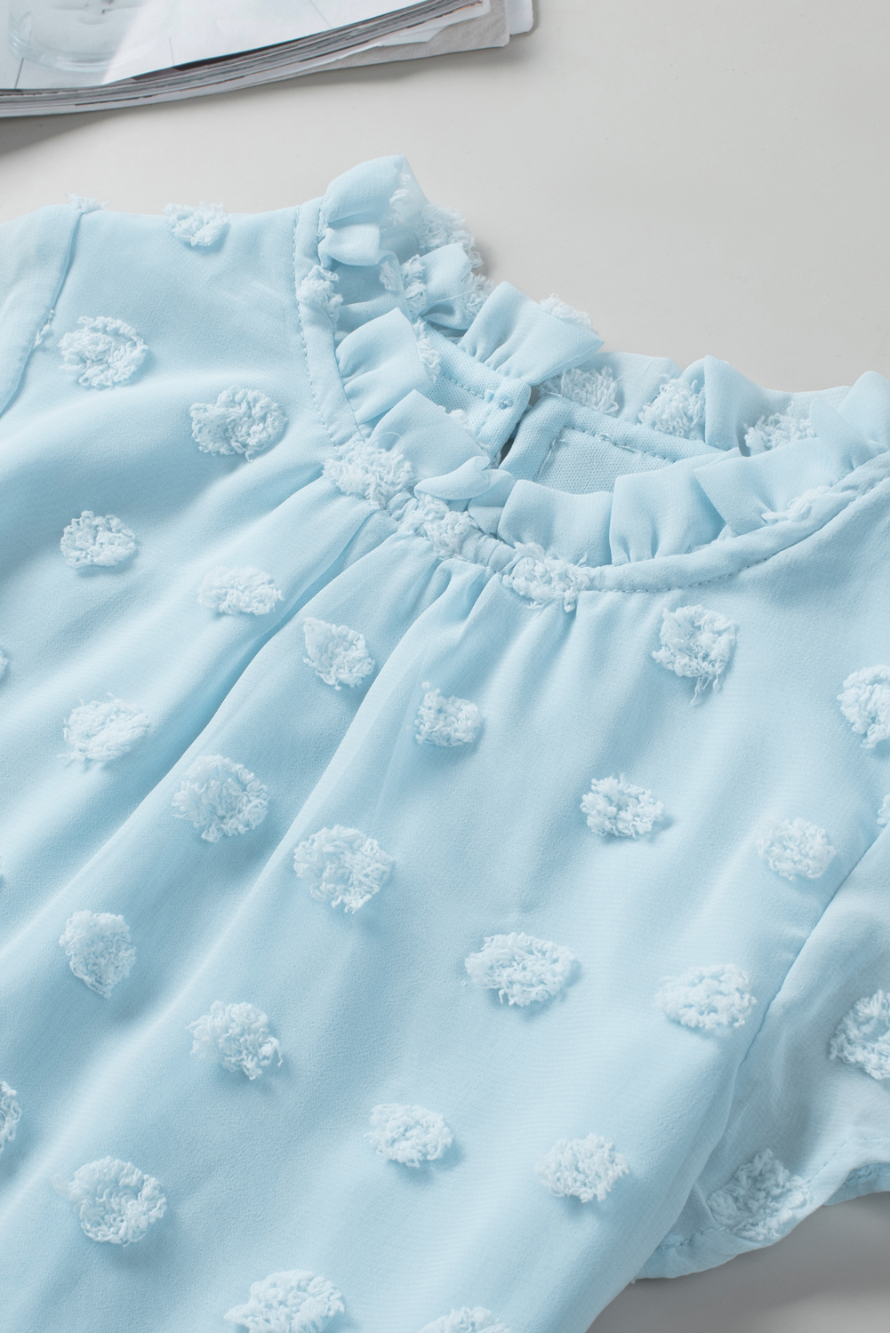 Sky Blue Swiss Dot Short Sleeve Girl's T-Shirt