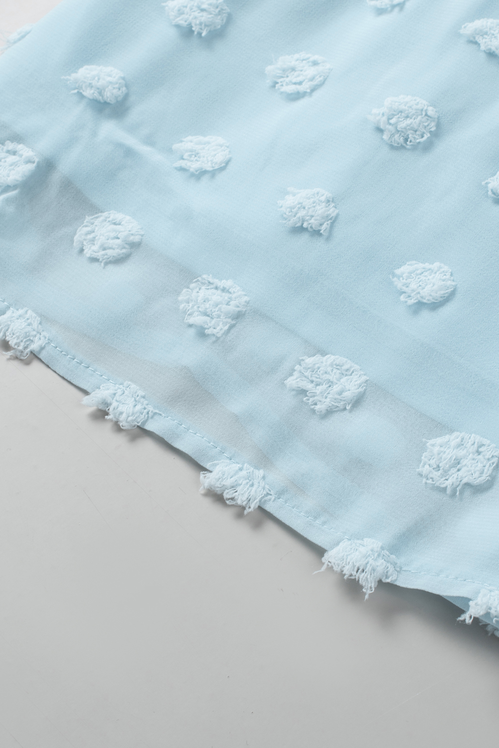 Sky Blue Swiss Dot Short Sleeve Girl's T-Shirt