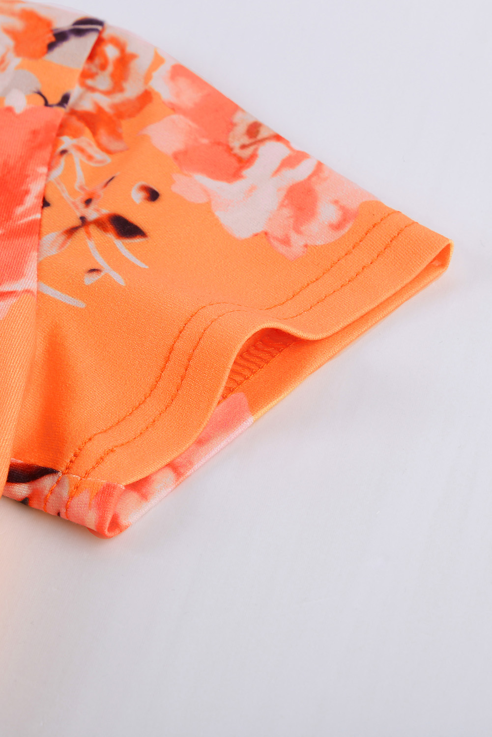 Orange Short Sleeves Floral Bodice Empire Waist Kids Tulle Dress