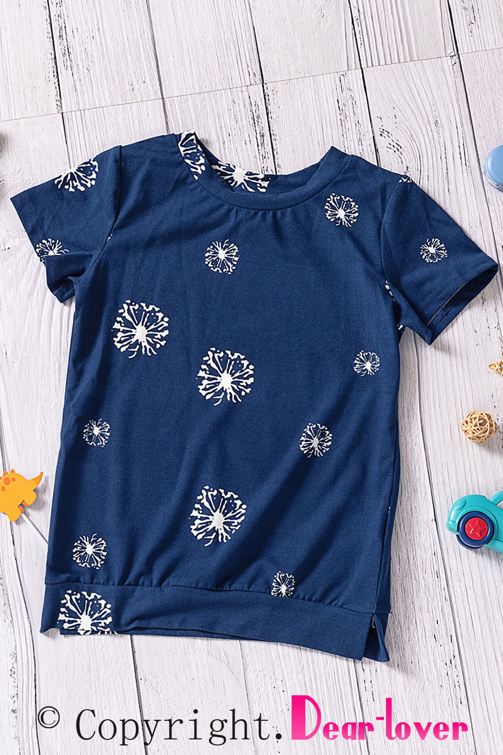 Blue Dandelion Print Little Girl Tee