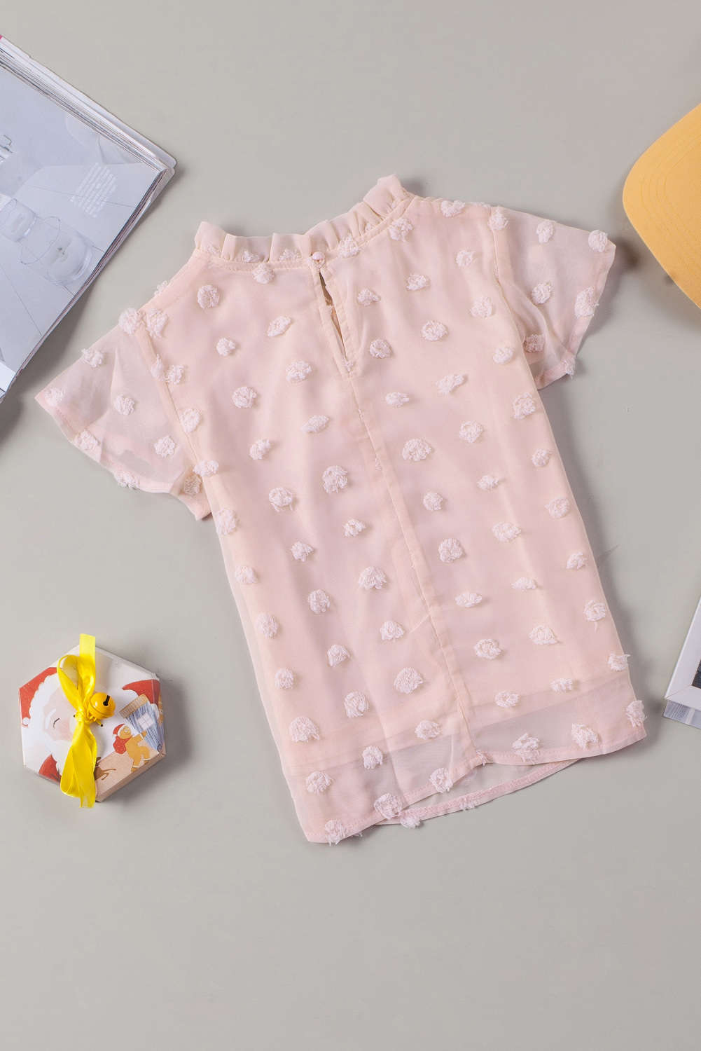 Pink Swiss Dot Short Sleeve Girl's T-Shirt