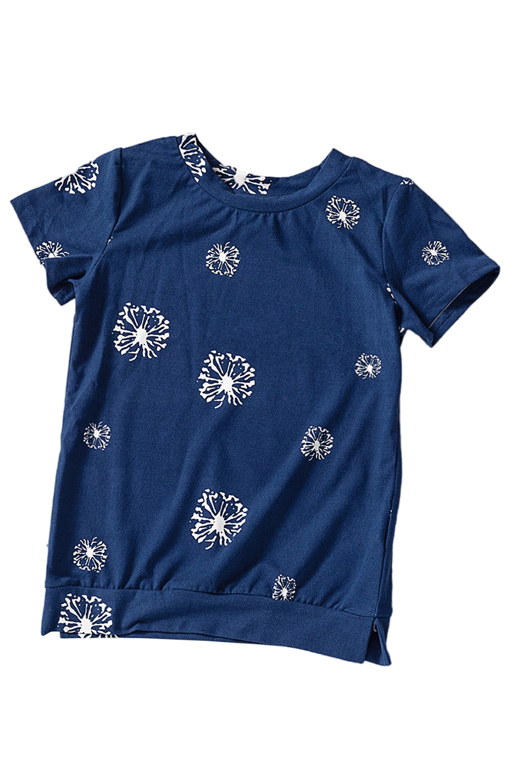 Blue Dandelion Print Little Girl Tee