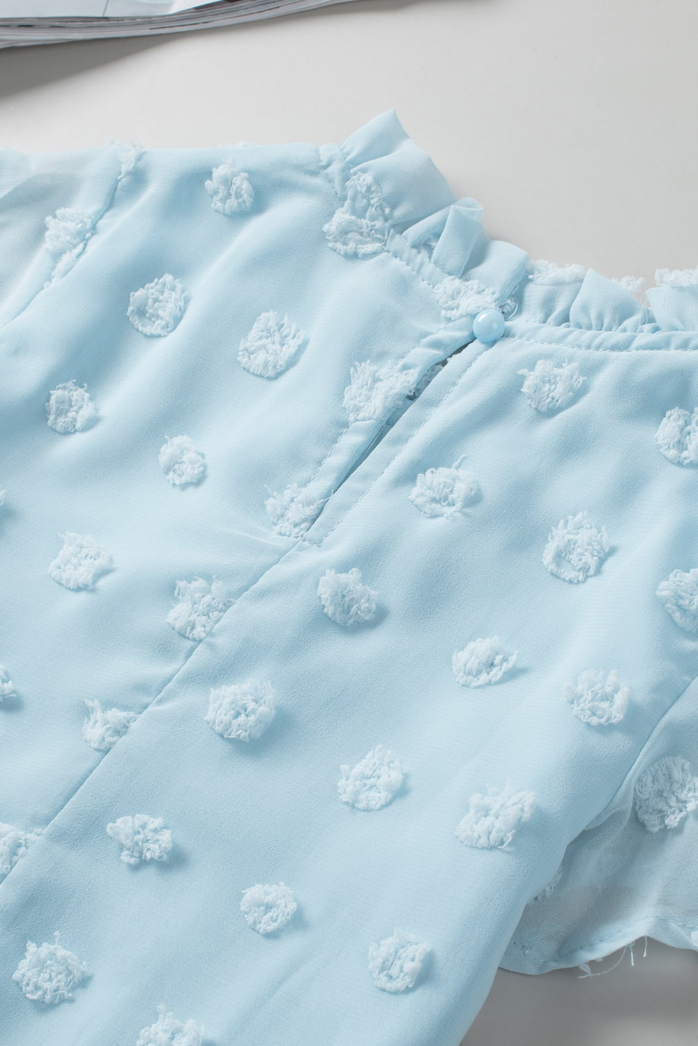 Sky Blue Swiss Dot Short Sleeve Girl's T-Shirt