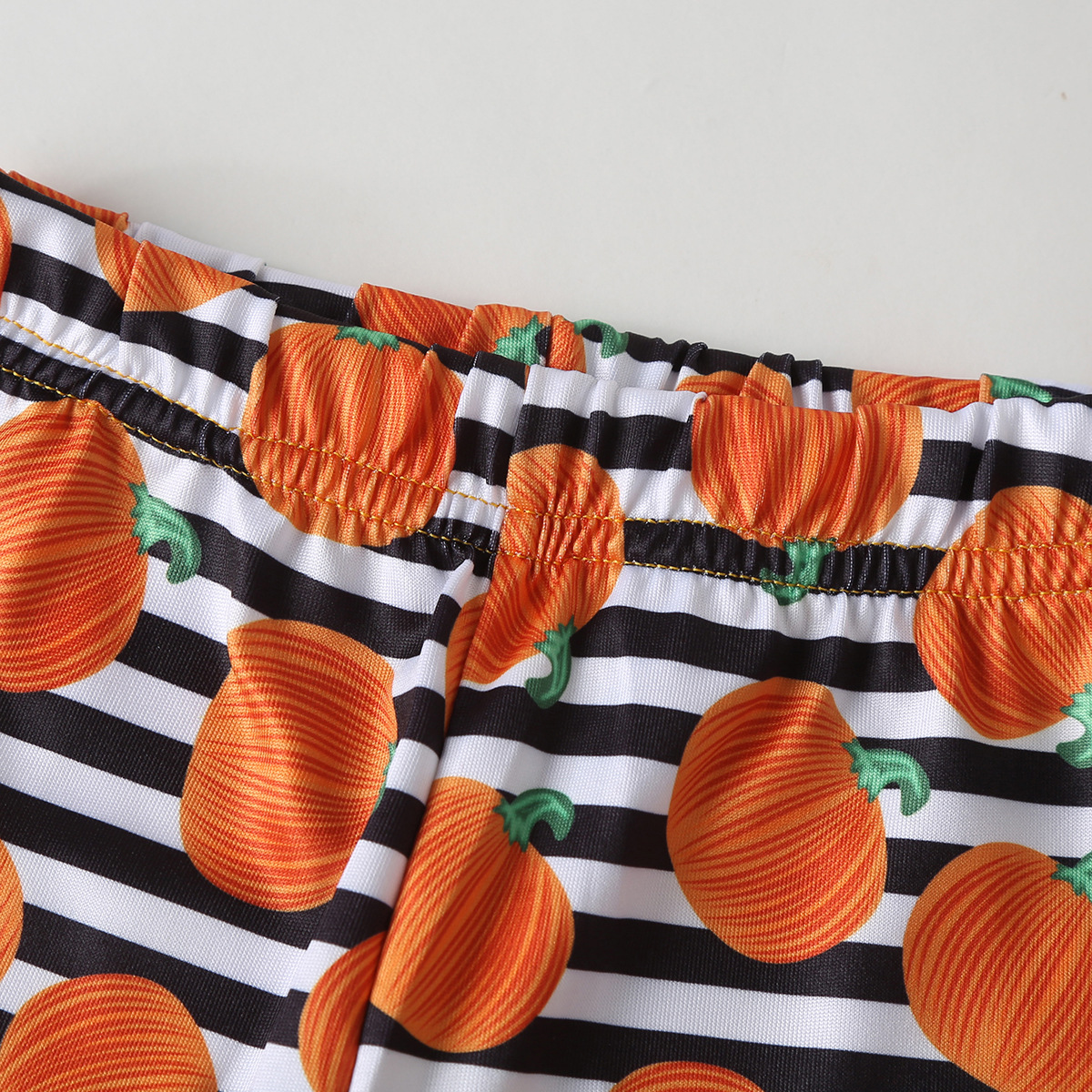 Girls' Halloween Ruffled-Edged Dress & Allover Print Pants Set With Headband