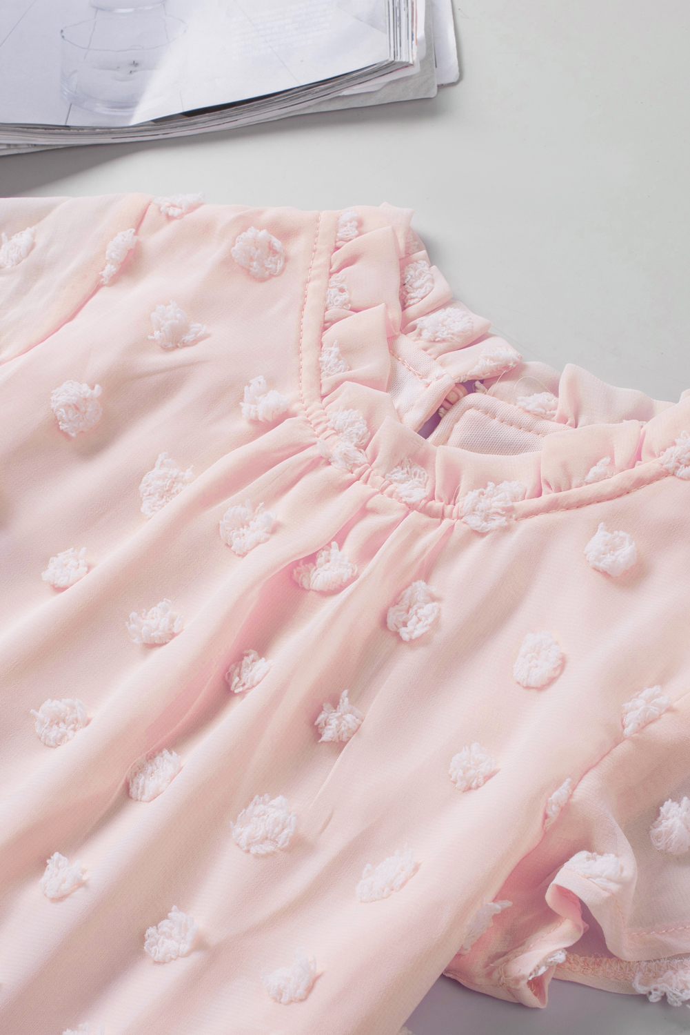 Pink Swiss Dot Short Sleeve Girl's T-Shirt