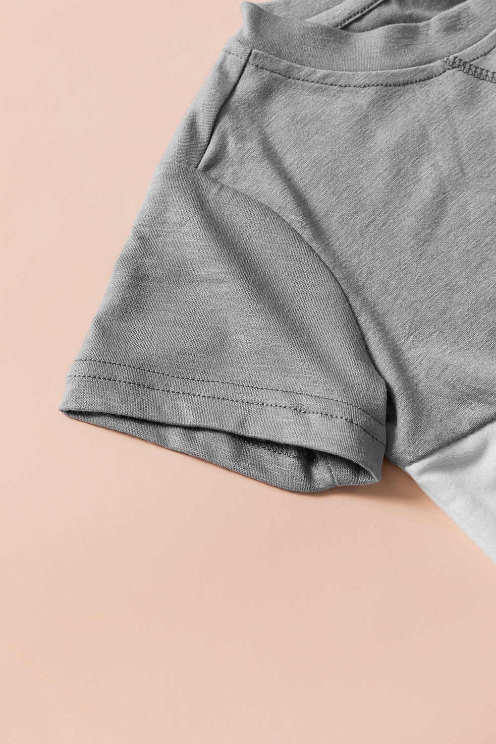 Gray Colorblock Splicing Little Girl Tee