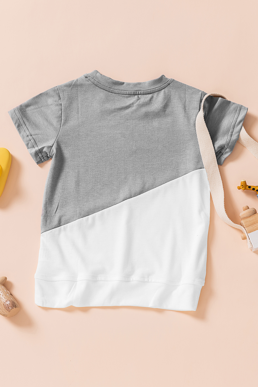 Gray Colorblock Splicing Little Girl Tee