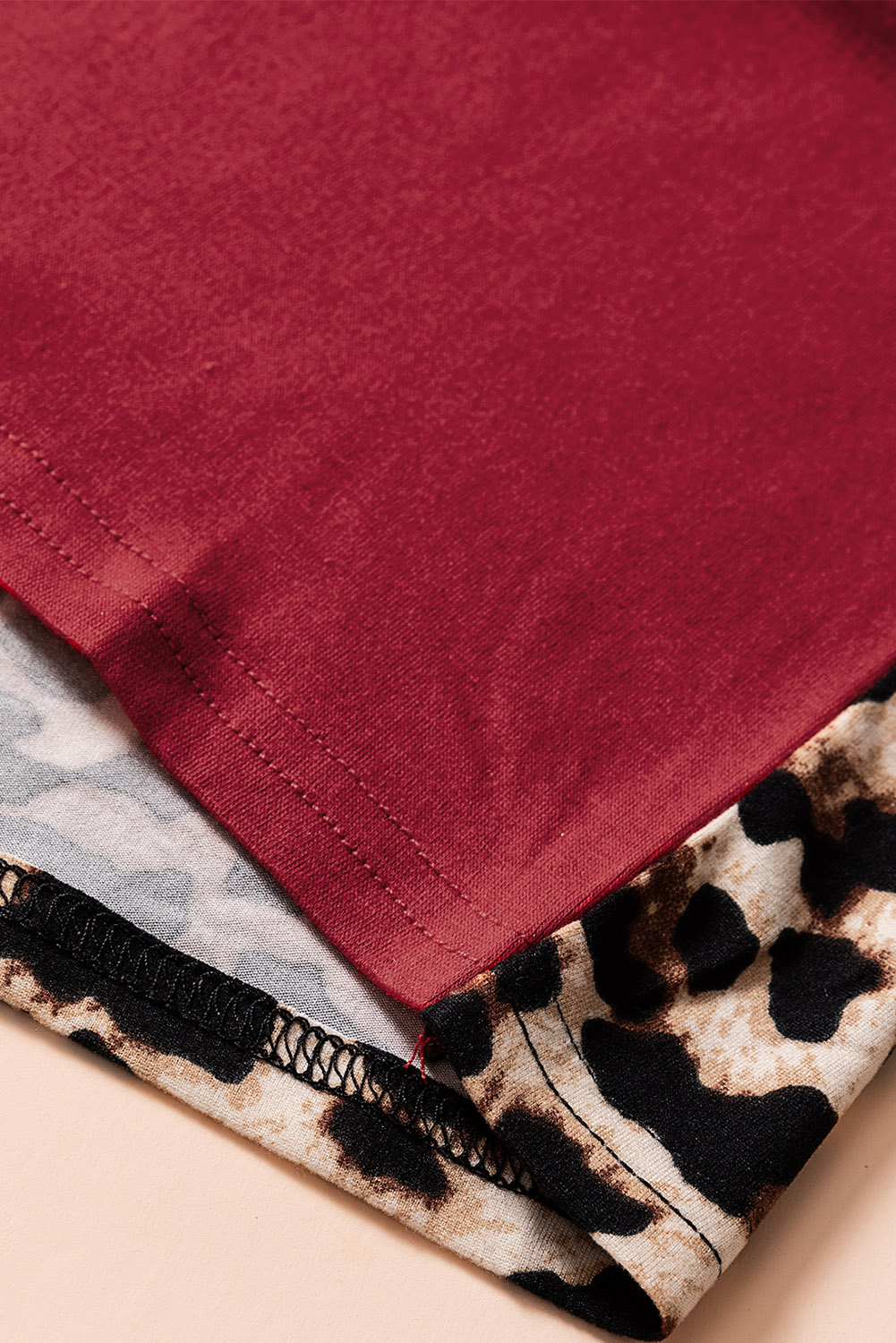 Red Leopard Patchwork Kids Long Sleeve Top