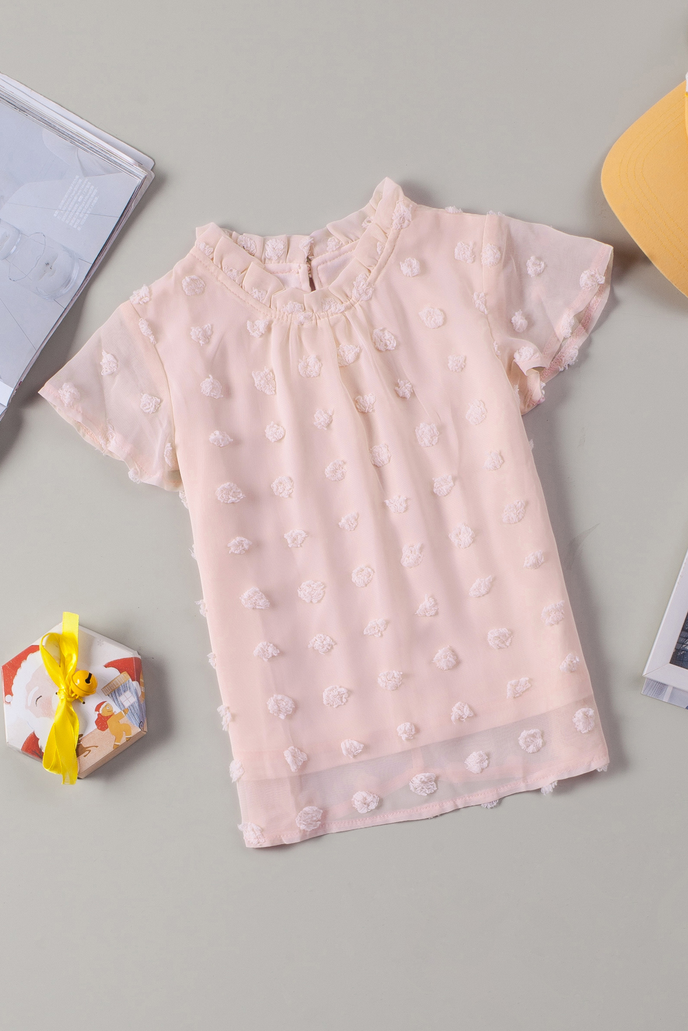 Pink Swiss Dot Short Sleeve Girl's T-Shirt