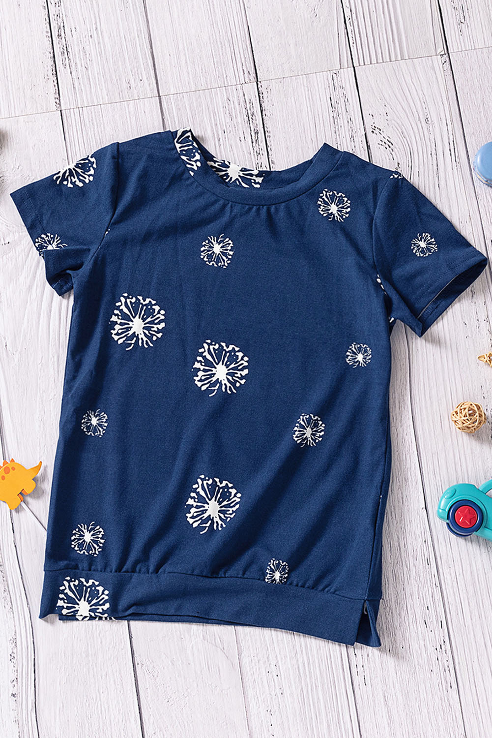 Blue Dandelion Print Little Girl Tee