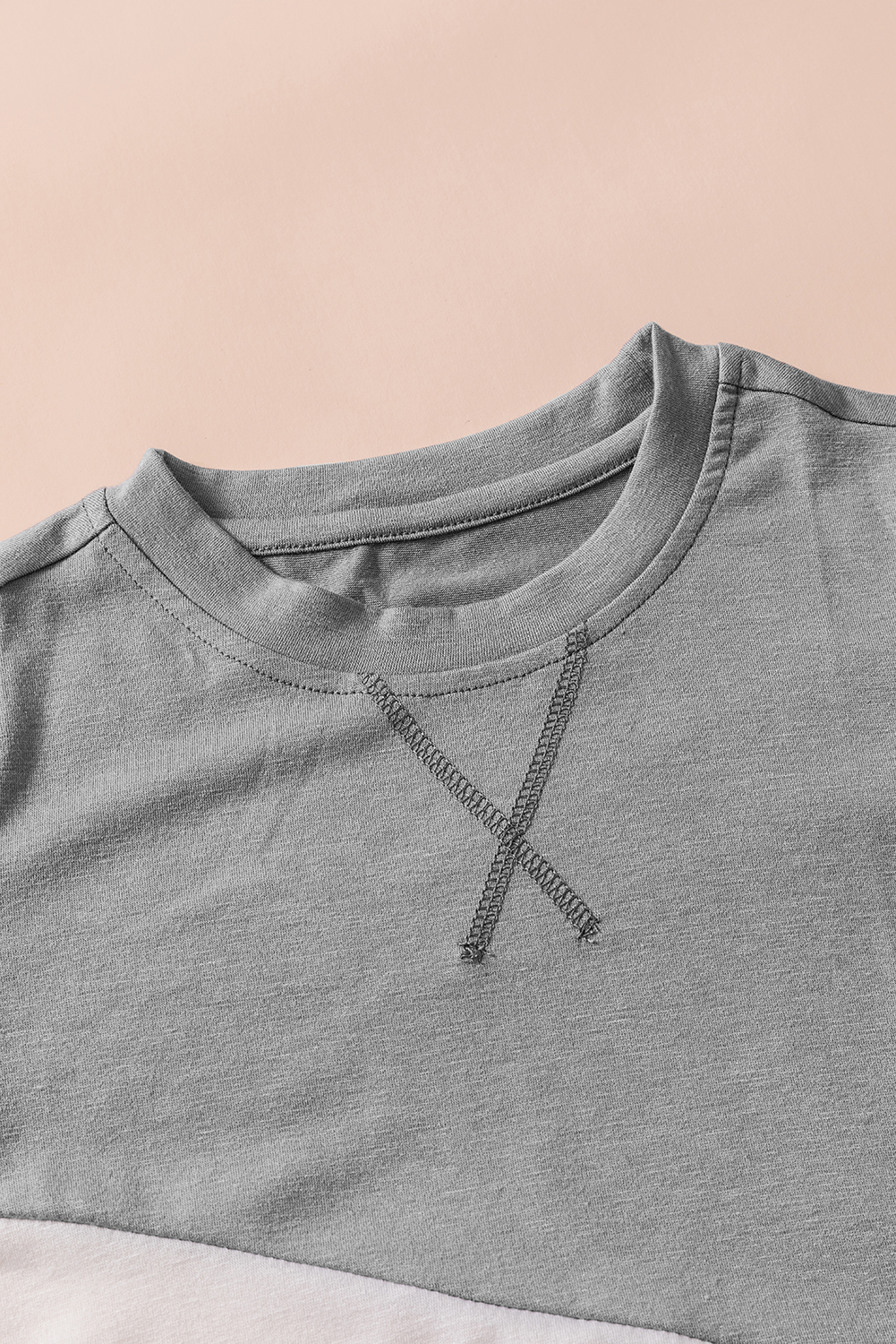 Gray Colorblock Splicing Little Girl Tee