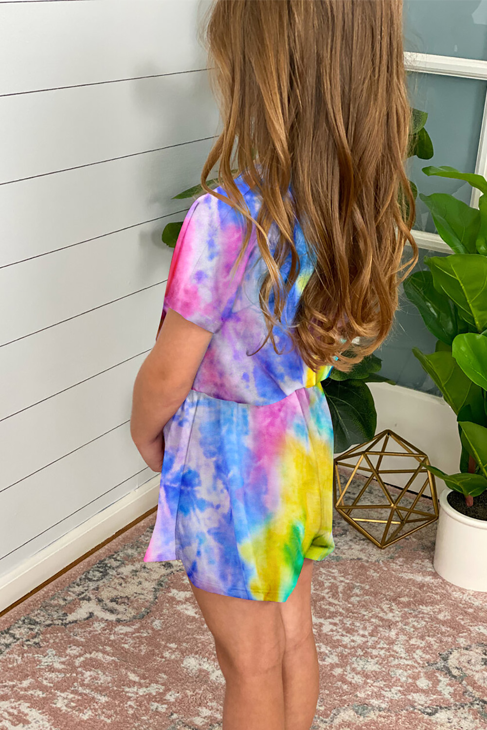 Yellow Tie-Dye Short Sleeve Little Girl Romper